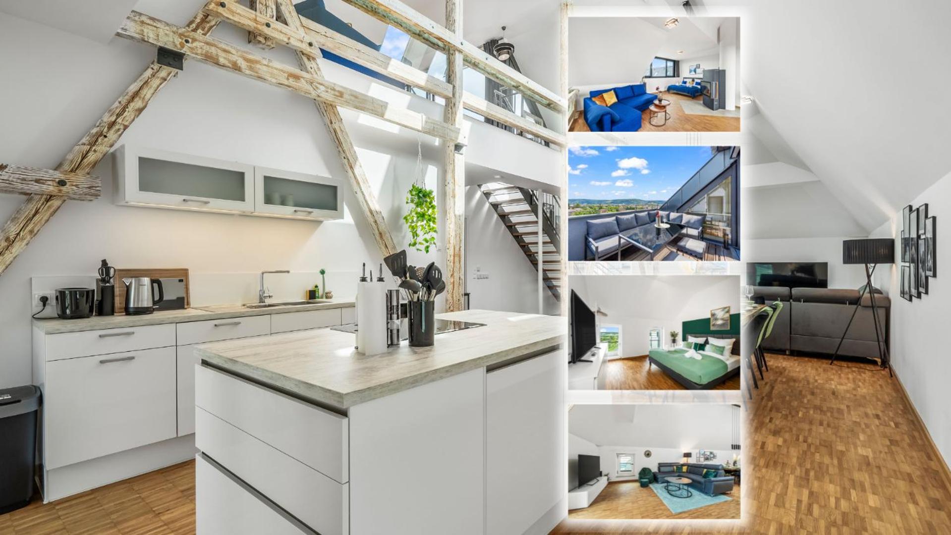 Dnd Design Loft I 170Qm I Parken I Balkon I Workstation I Netflix I Kaffee I Waschmaschine I Trockner I Xbox I Ausblick Apartment Wurzburg Luaran gambar